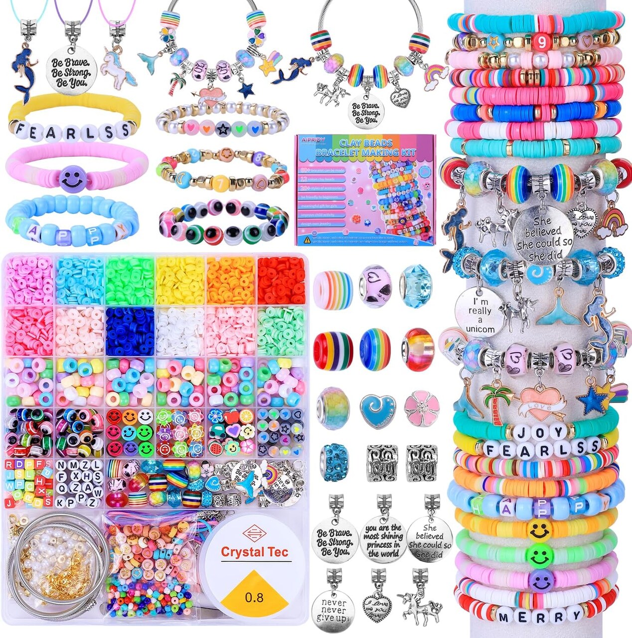 3600 Pcs Girls Toys Bracelet Making Kit, Unicorn/Mermaid Jewelry Activity, Flat College Style Beading for Friendship Jewelry Making, DIY Crafts for 4-12 Girls Birthday Christmas Gifts(Pink)